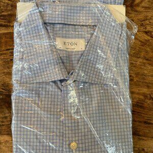 ETON Contemporary Dress Shirt Size 18 Blue Check Button Down